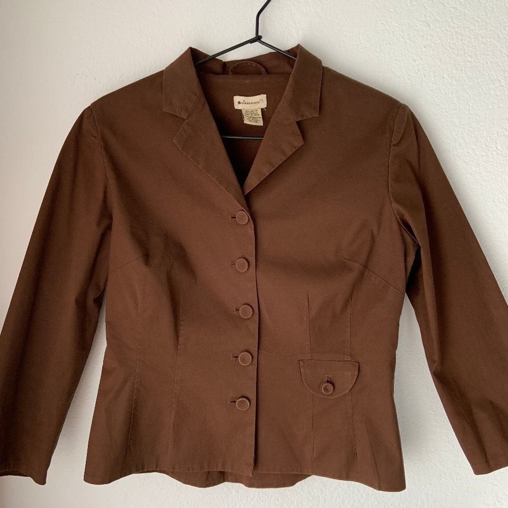 Anthropologie Elevenses Brown Fitted Jacket
